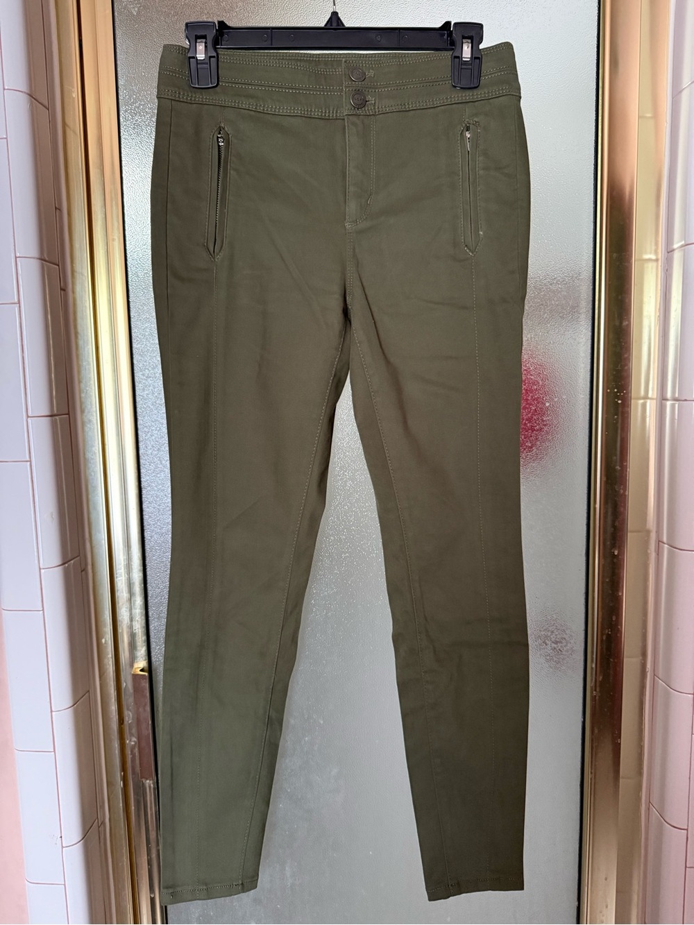 LOFT Olive Green Cropped Zip-Pocket Ankle Pants
